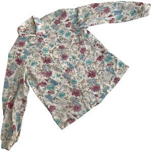 Sundazed (Italy) Floral Wool Crêpe Square Patch Banded Cuff Shirt Beige : L